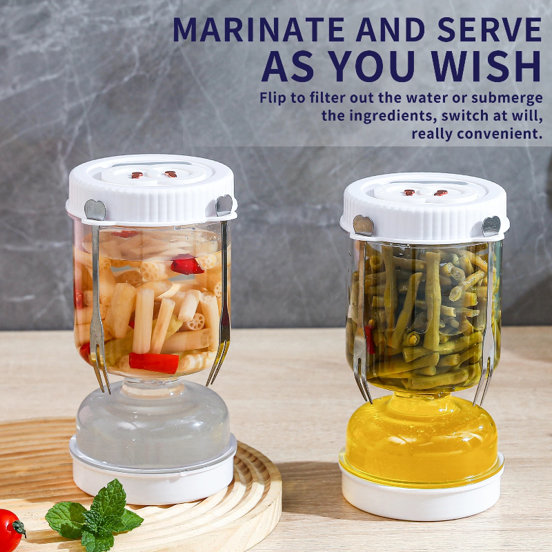 Food Storage With Dividers - Pickles Jar with Lids Strainer Olives