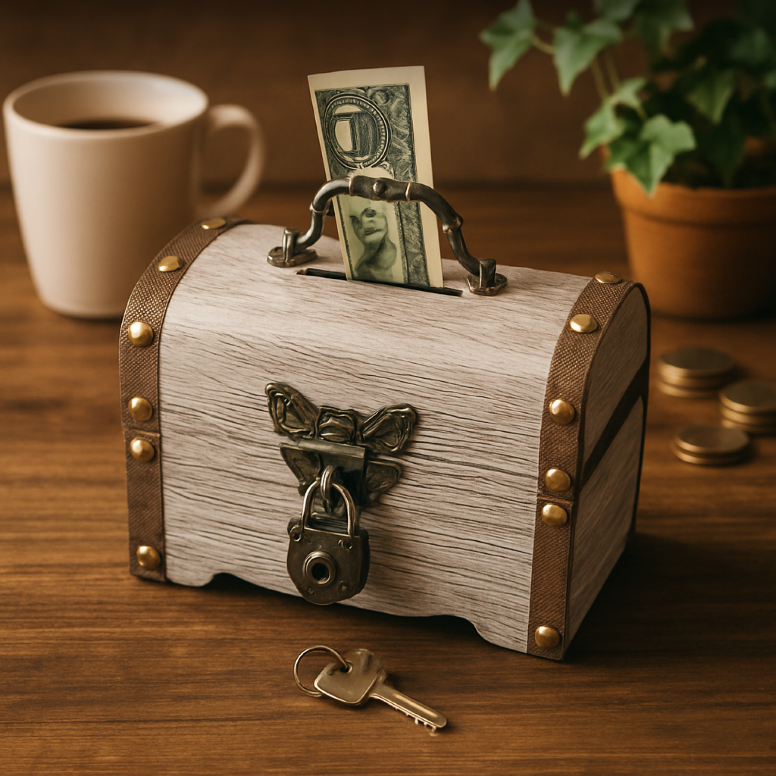 Food Storage Box With Lock And Key - Piggy Bank Treasure Chest with Lock