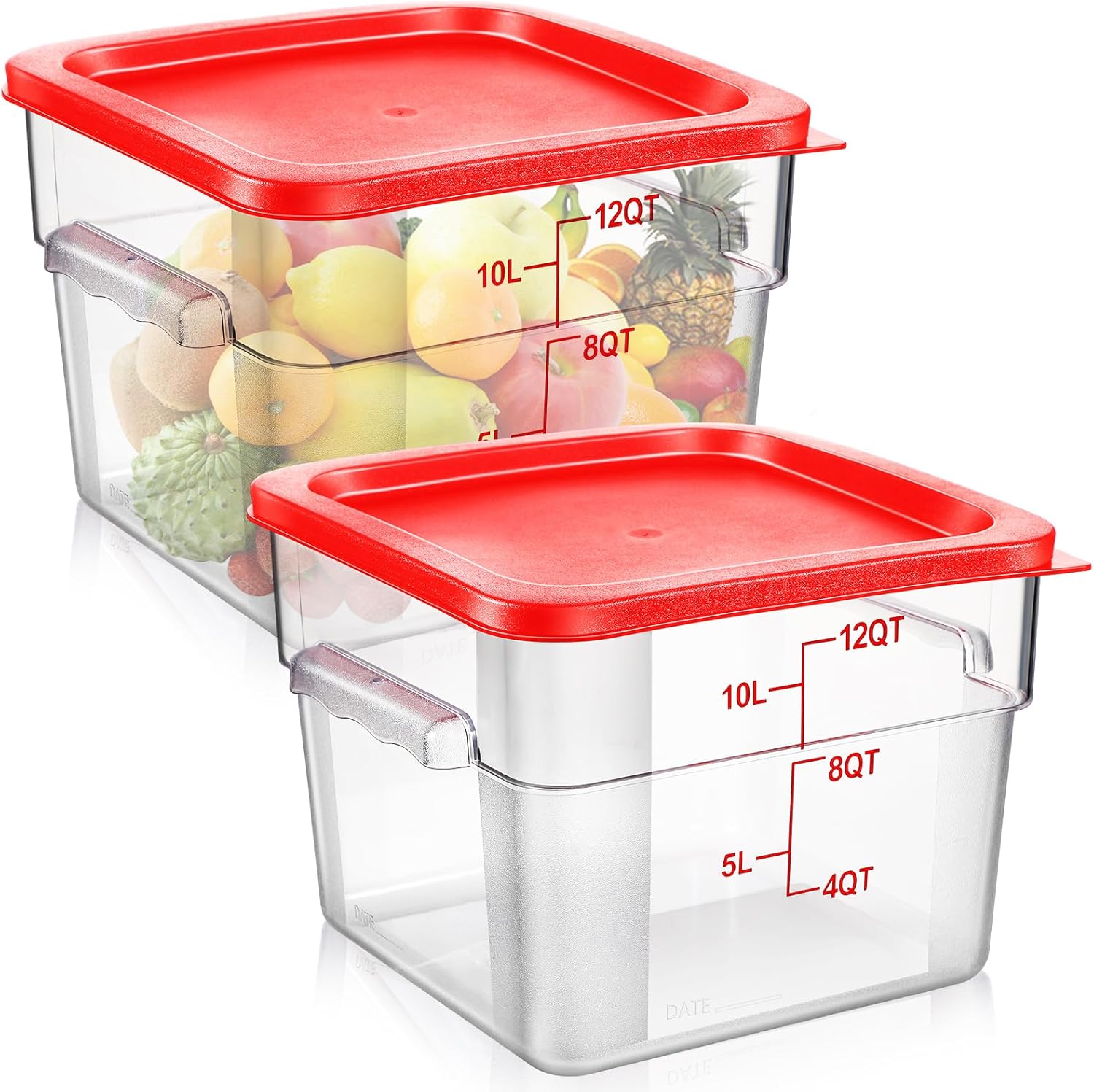 Food Storage 12 Qt - Clear Square Food Storage Containers with