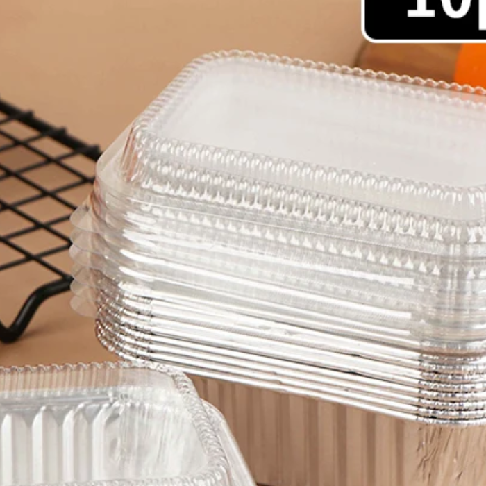 Food Storage Aluminum Containers - 10Pcs Disposable Rectangular Aluminum Foil Baking
