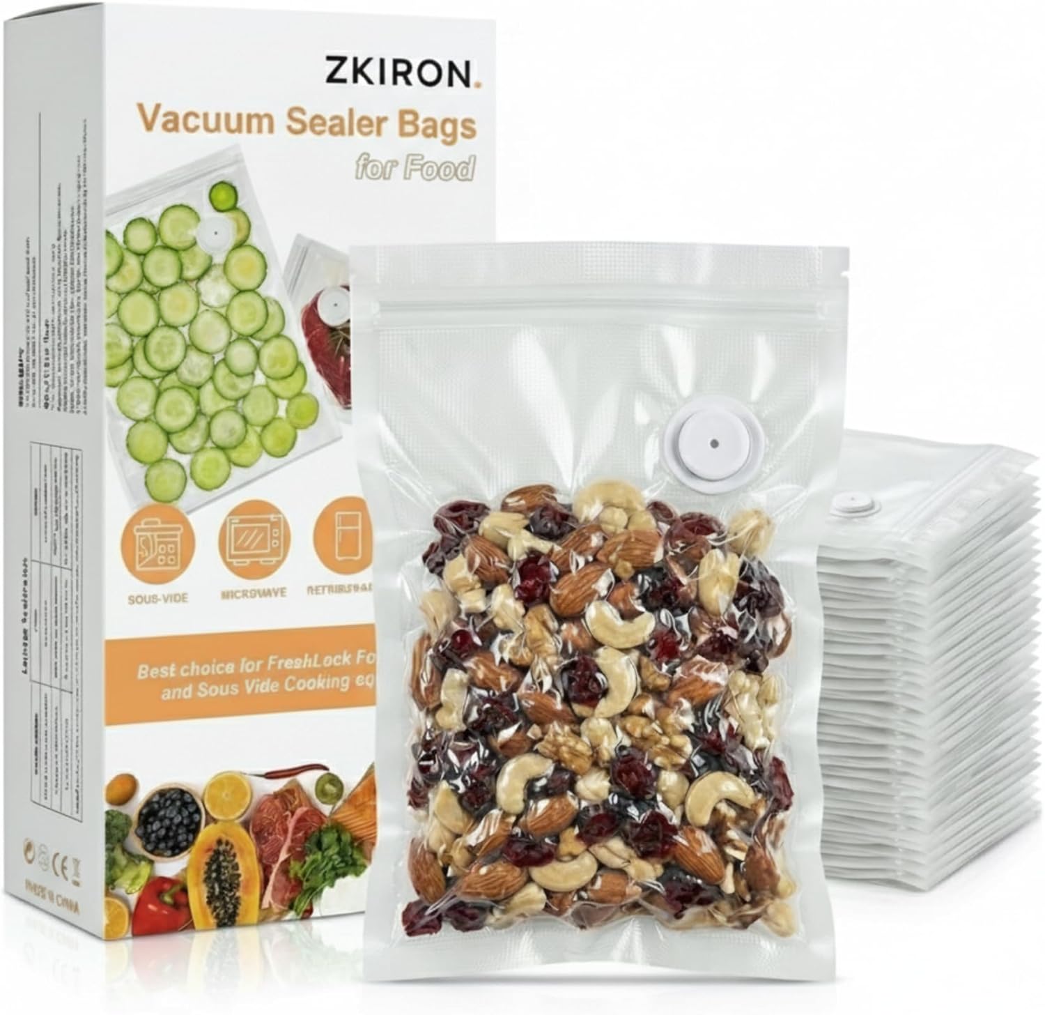 Food Storage Zipper - Reusable Vacuum Sealer Bags, 20 Pack