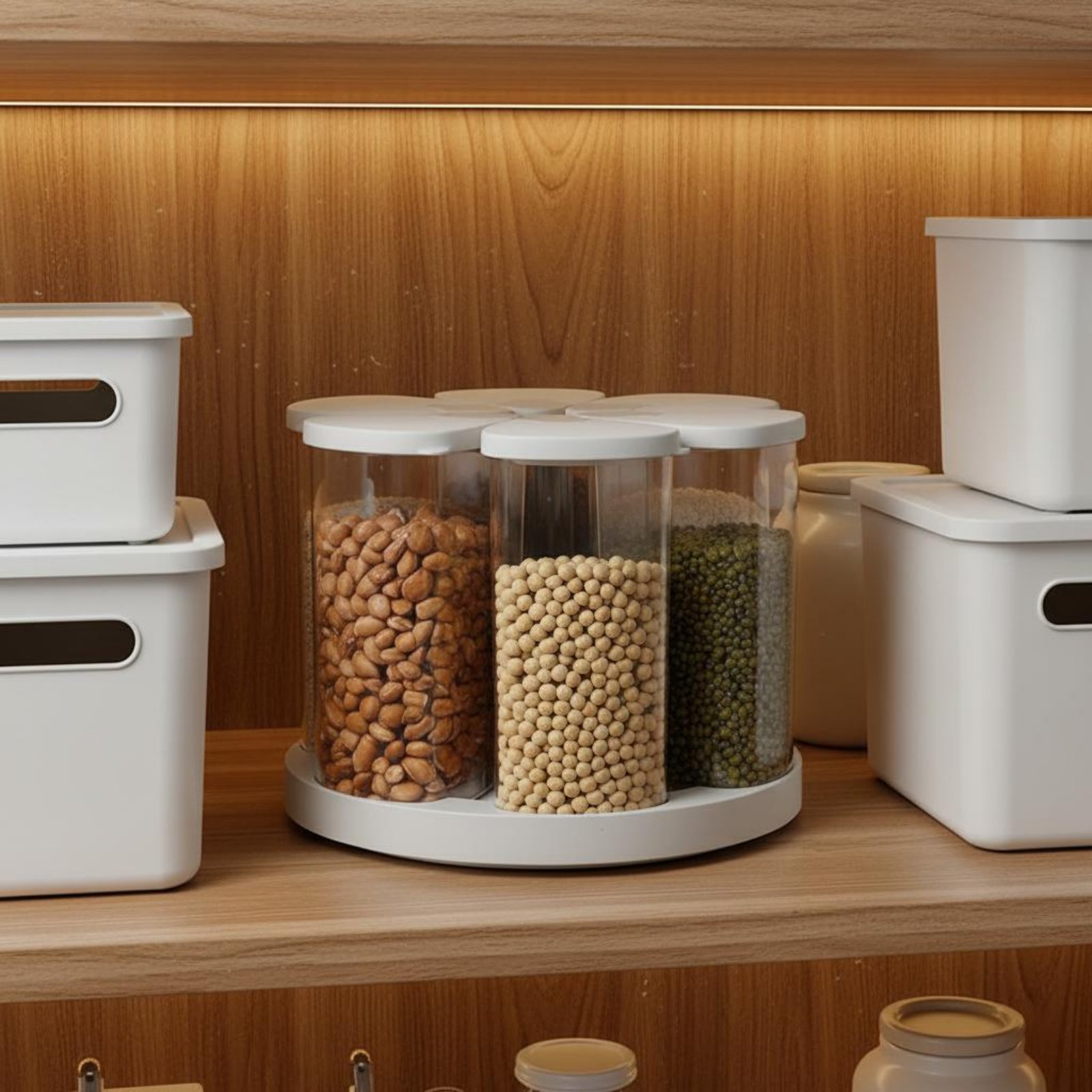 Food Storage Dispenser - Rotating Grain Storage Box Food-Grade Rotating