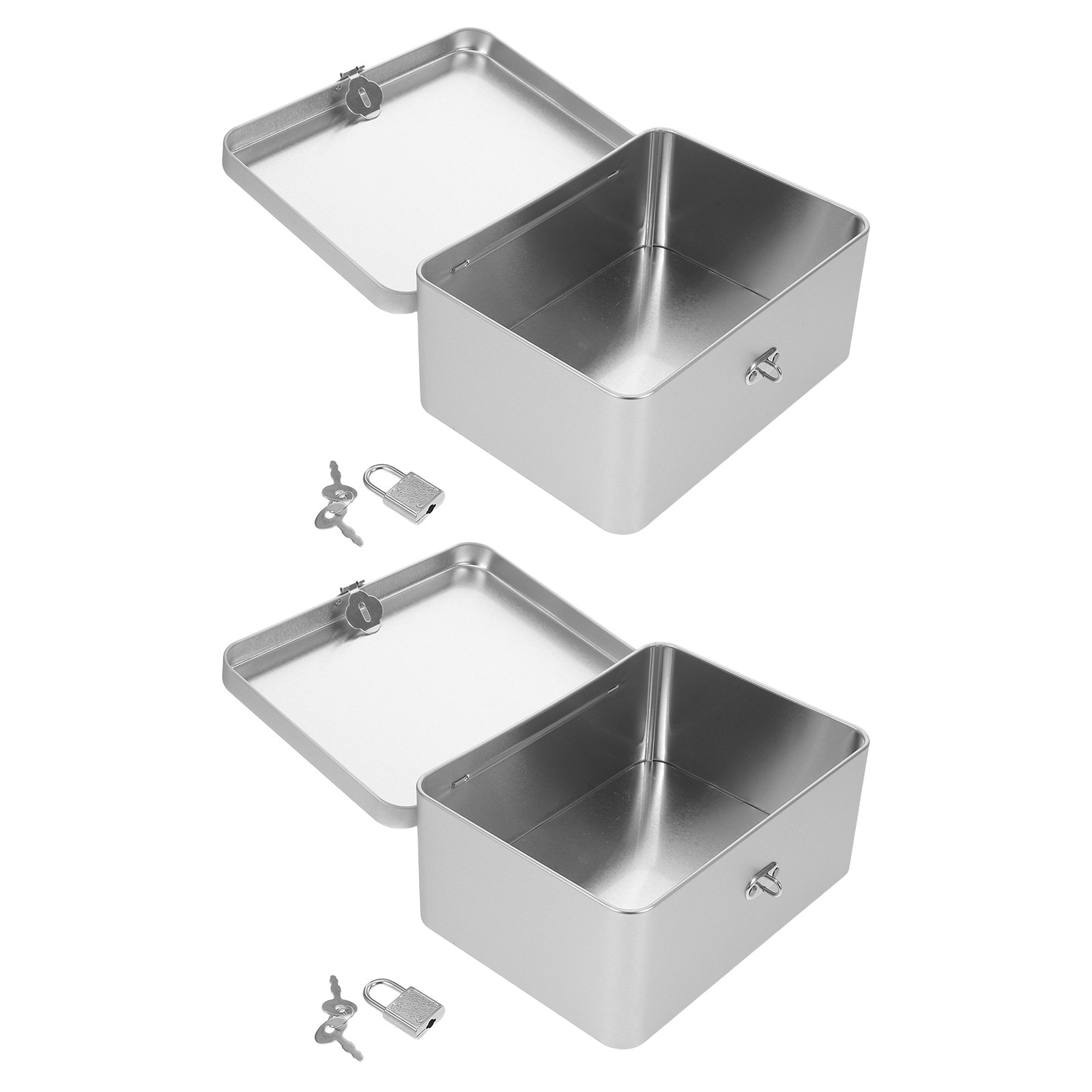 Food Storage Box With Lock And Key - 2pcs Metal Jewelry box Trinket Case