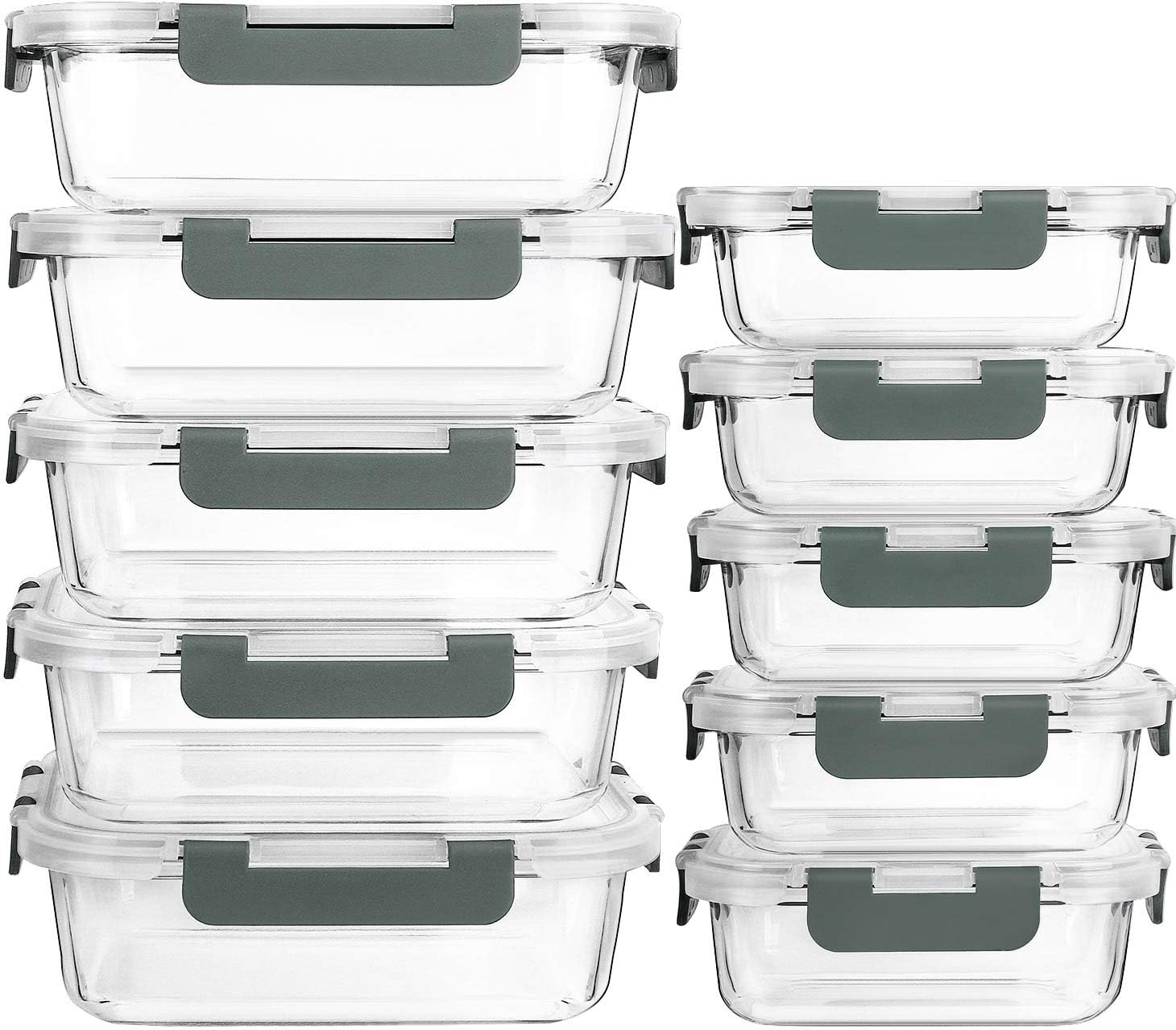 Food Storage Order - 10-Pack Glass Meal Prep Containers with