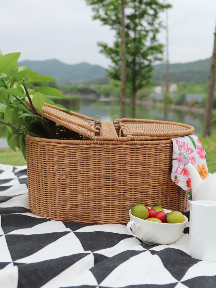 Food Storage Brands - FenEr Wicker Camping Picnic Basket with