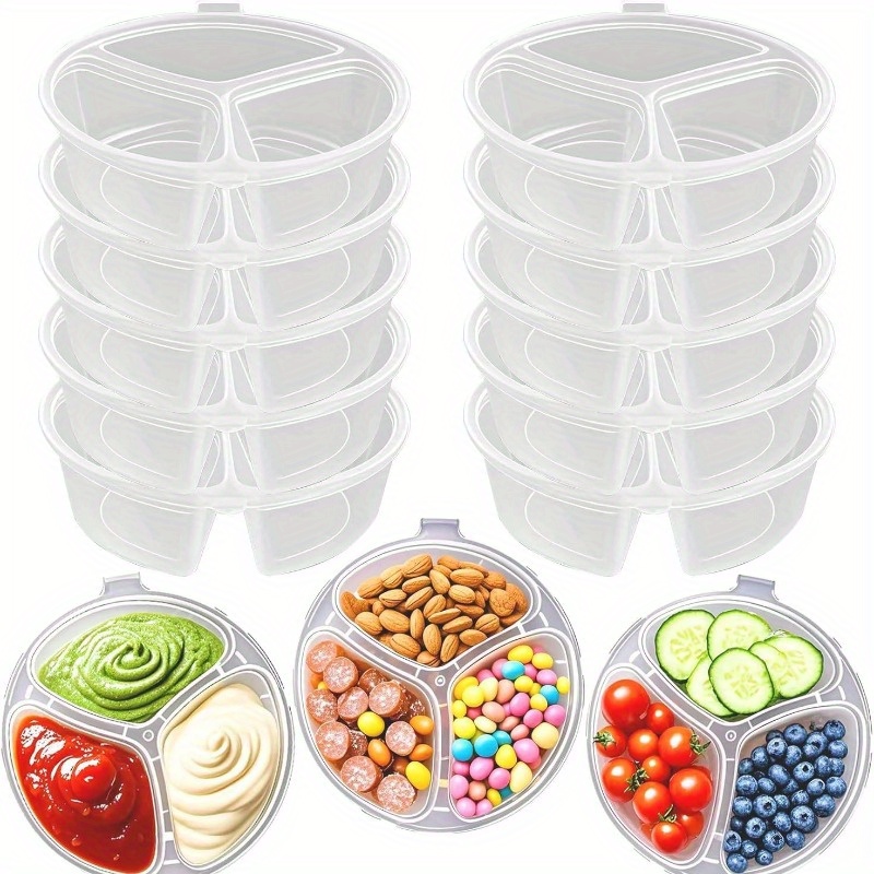 Food Storage For Restaurant - Round 3-Compartment Disposable Food Containers with