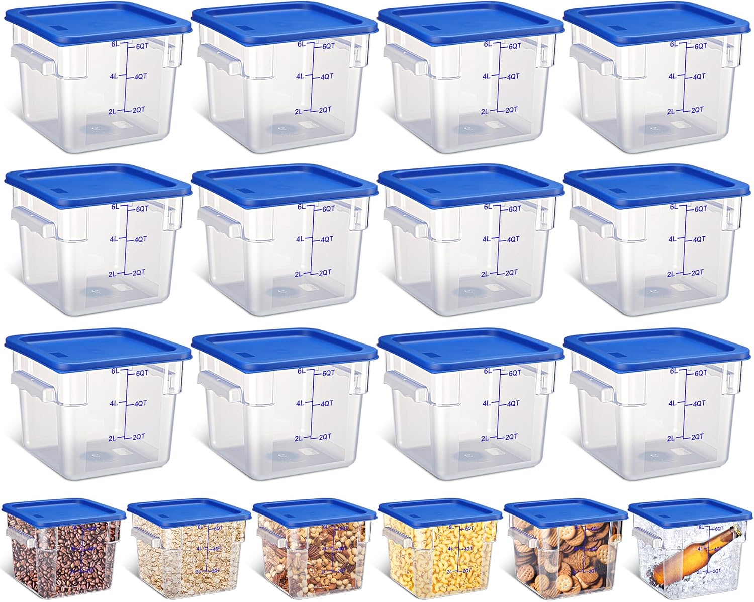 Food Storage 12 Qt - 12 Pcs 6 Qt Airtight Food