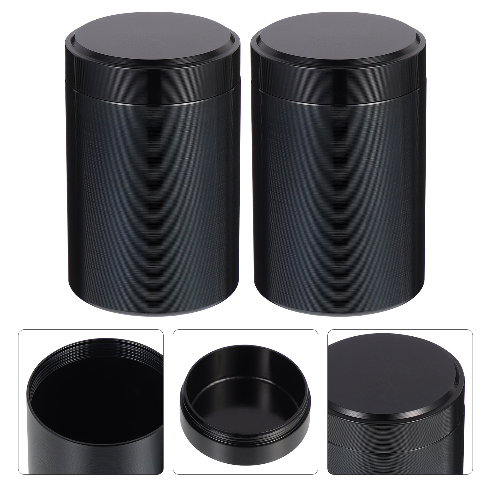 Food Storage Aluminum Containers - 2Pcs Small Exquisite Tea Canister Titanium-Aluminium