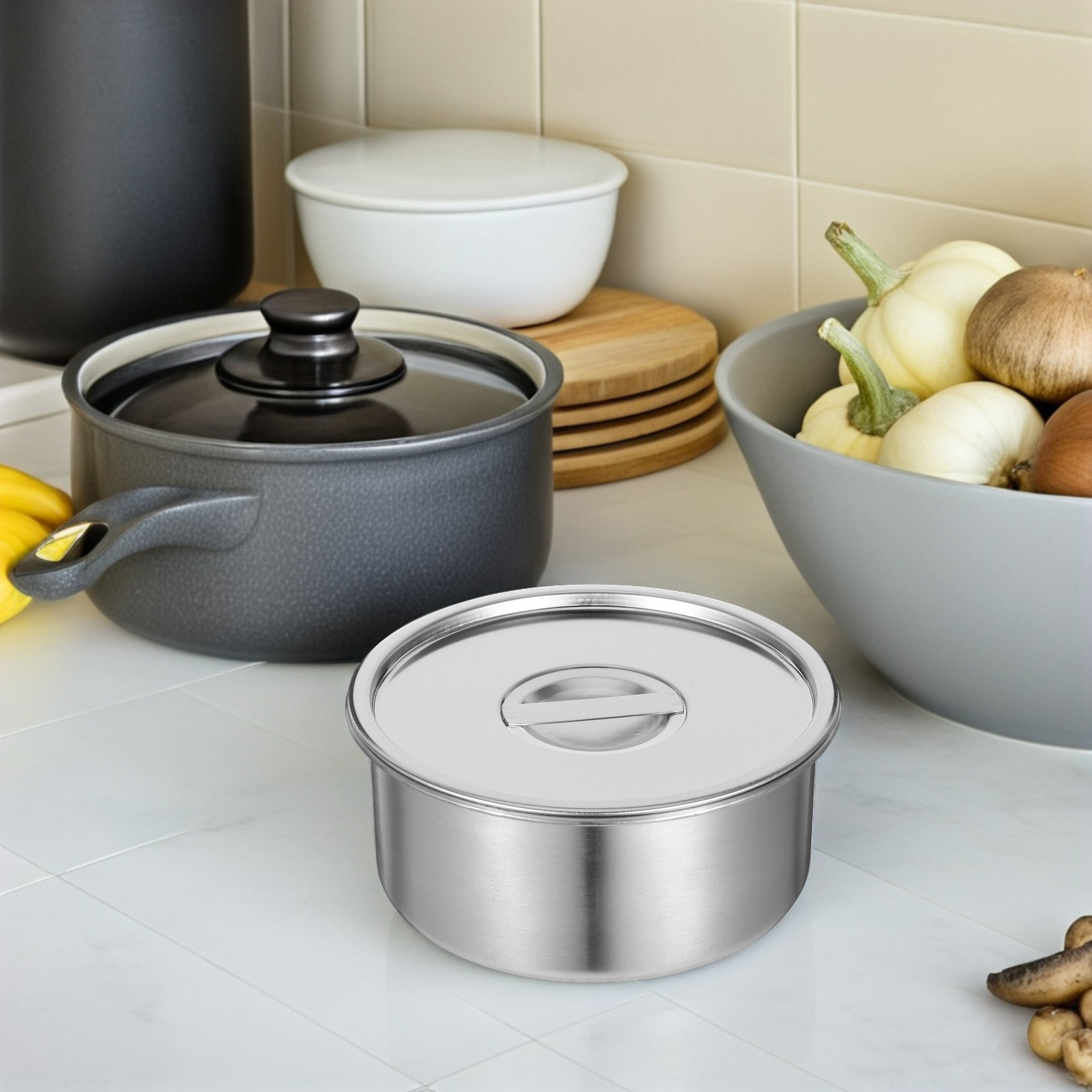 Food Storage For Restaurant - Stainless Steel Steamed Egg Bowl Lid