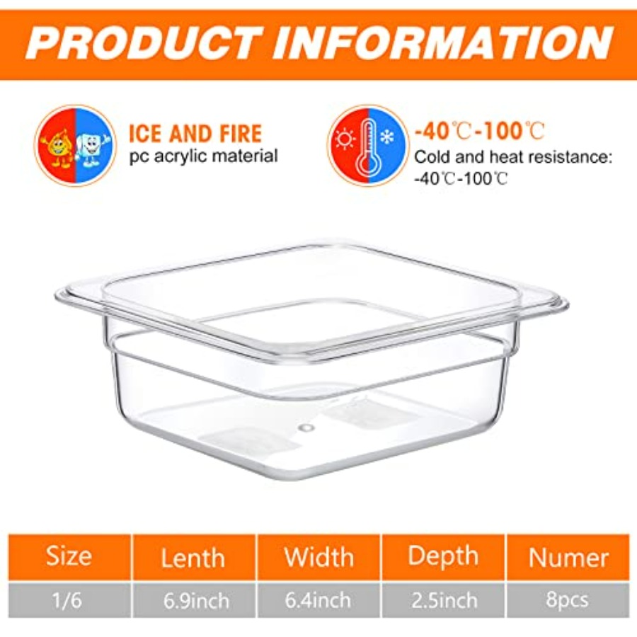 8 Pcs 1/6 Size, 2.6 Inch Deep  – обзор и цена Food Storage For Restaurant