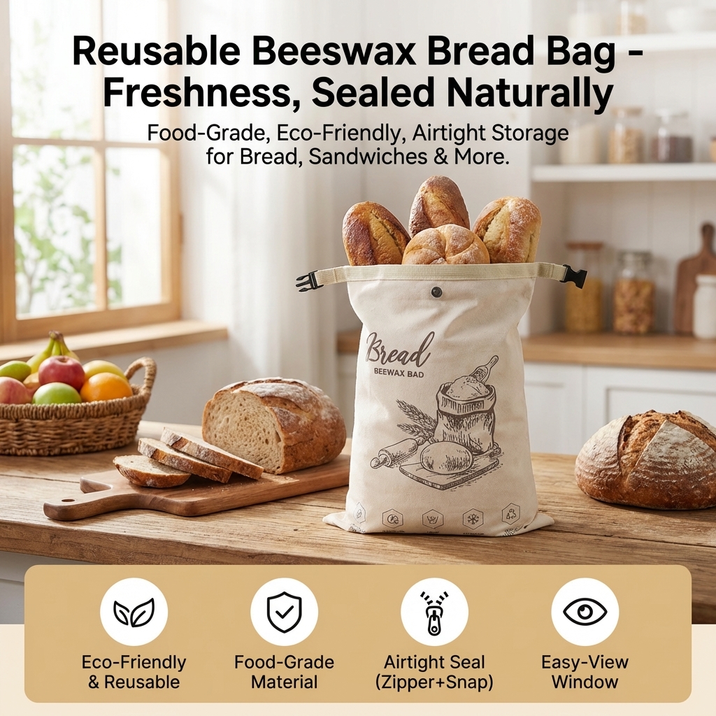 Reusable Beeswax Bread Bag wit – обзор и цена Food Storage Zipper